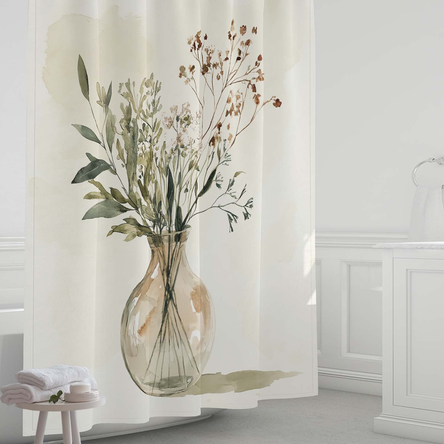 1Pc Fashion Simple Glass Vase Floral Print Waterproof Shower Curtain, Window Curtain, With 12 Hooks, For Windows W60H190(CM)-1 Pcs
1Pc Fashion Simple Glass Vase Floral Print Waterproof Shower Curtain, Window Curtain, With 12 Hooks, For Windows W60H190(CM)-1 Pcs