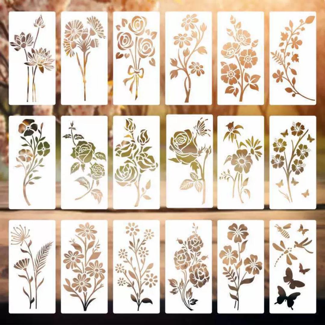 18 Pcs Flowers Painting Stencils Reusable Graffiti Craft Plastic Stencils Set Reusable DIY Templates For Wood Fabric Paper
18 Pcs Flowers Painting Stencils Reusable Graffiti Craft Plastic Stencils Set Reusable DIY Templates For Wood Fabric Paper