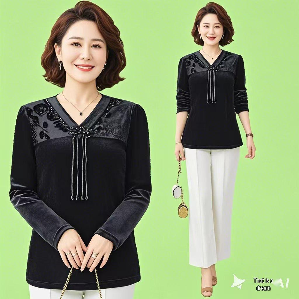 Mom s Plus Size Gold Velvet V-Neck Long Sleeve Blouse for Middle-Aged & Elderly Women 4XL (130-140 jin) чёрный
Mom s Plus Size Gold Velvet V-Neck Long Sleeve Blouse for Middle-Aged & Elderly Women 4XL (130-140 jin) чёрный