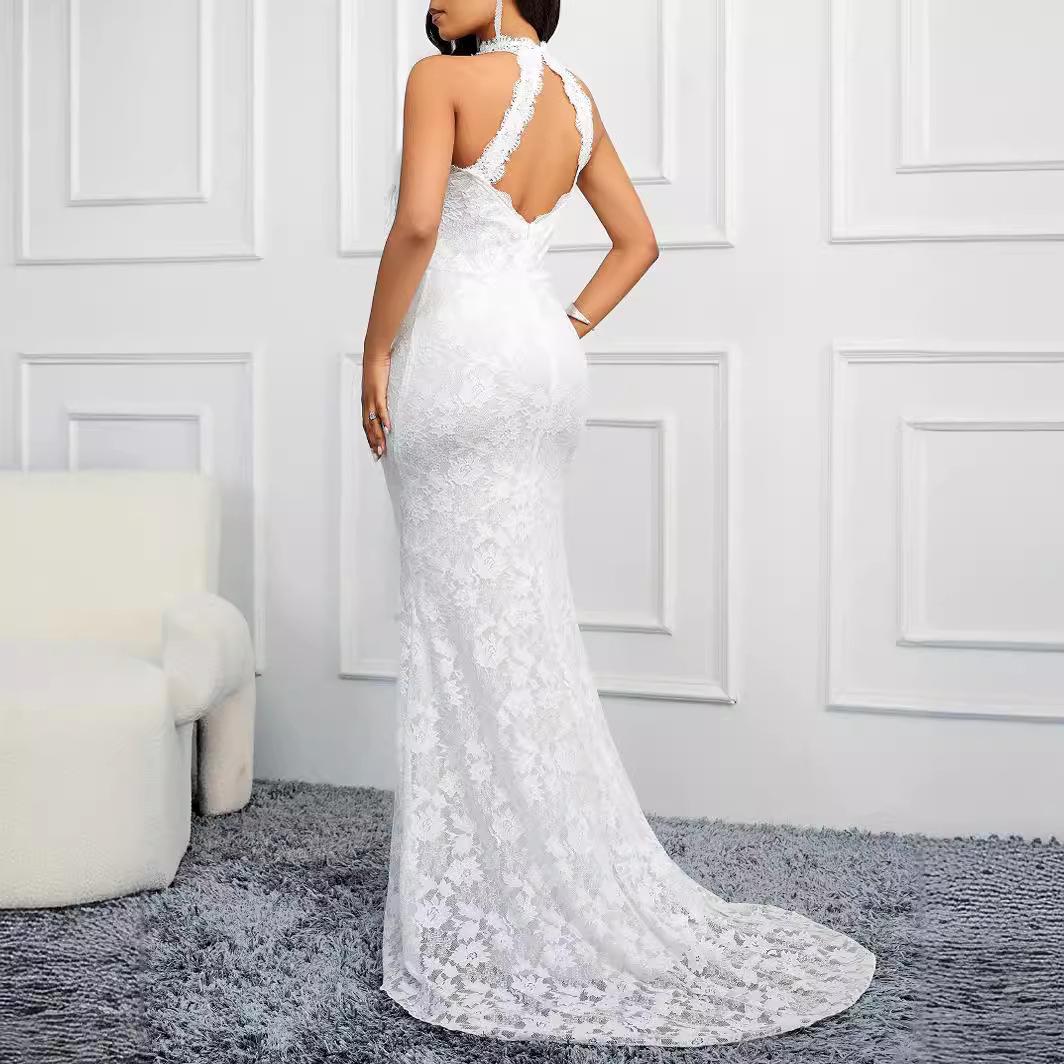 Spring backless new solid color trailing elegant slim party women s evening dress XL білий
Spring backless new solid color trailing elegant slim party women s evening dress XL білий