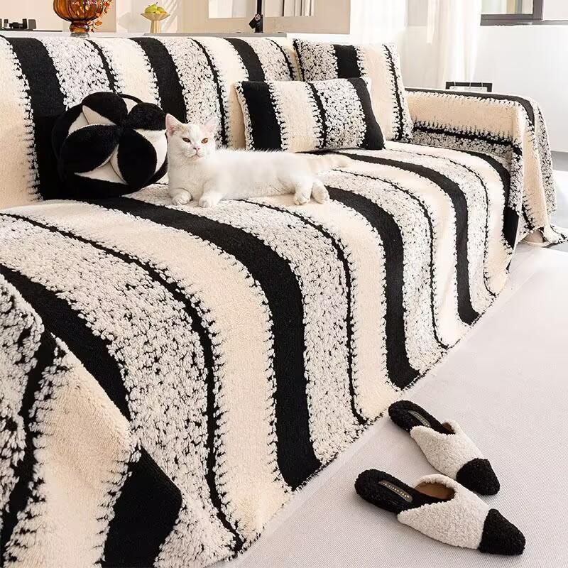 Plush Cotton Velvet Sofa Cover Non-Slip Couch Slipcovers L-shaped Sofa Towel Protector Jacquard Stripes Seat Cushion Blanket 180x130cm 1pc
Plush Cotton Velvet Sofa Cover Non-Slip Couch Slipcovers L-shaped Sofa Towel Protector Jacquard Stripes Seat Cushion Blanket 180x130cm 1pc