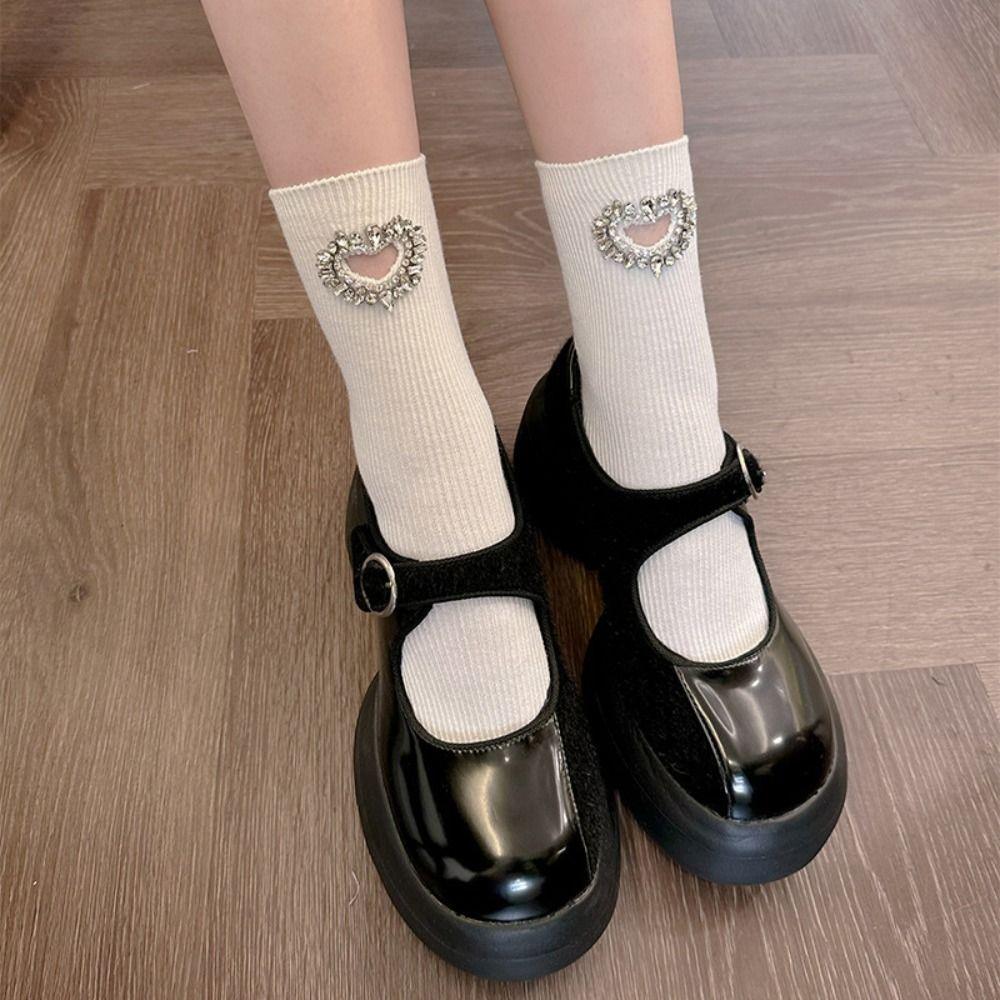 Cotton Rhinestone Heart Socks JK Mid-calf Socks Women Breathable Y2K Tube Socks Spring Summer сірий
Cotton Rhinestone Heart Socks JK Mid-calf Socks Women Breathable Y2K Tube Socks Spring Summer сірий