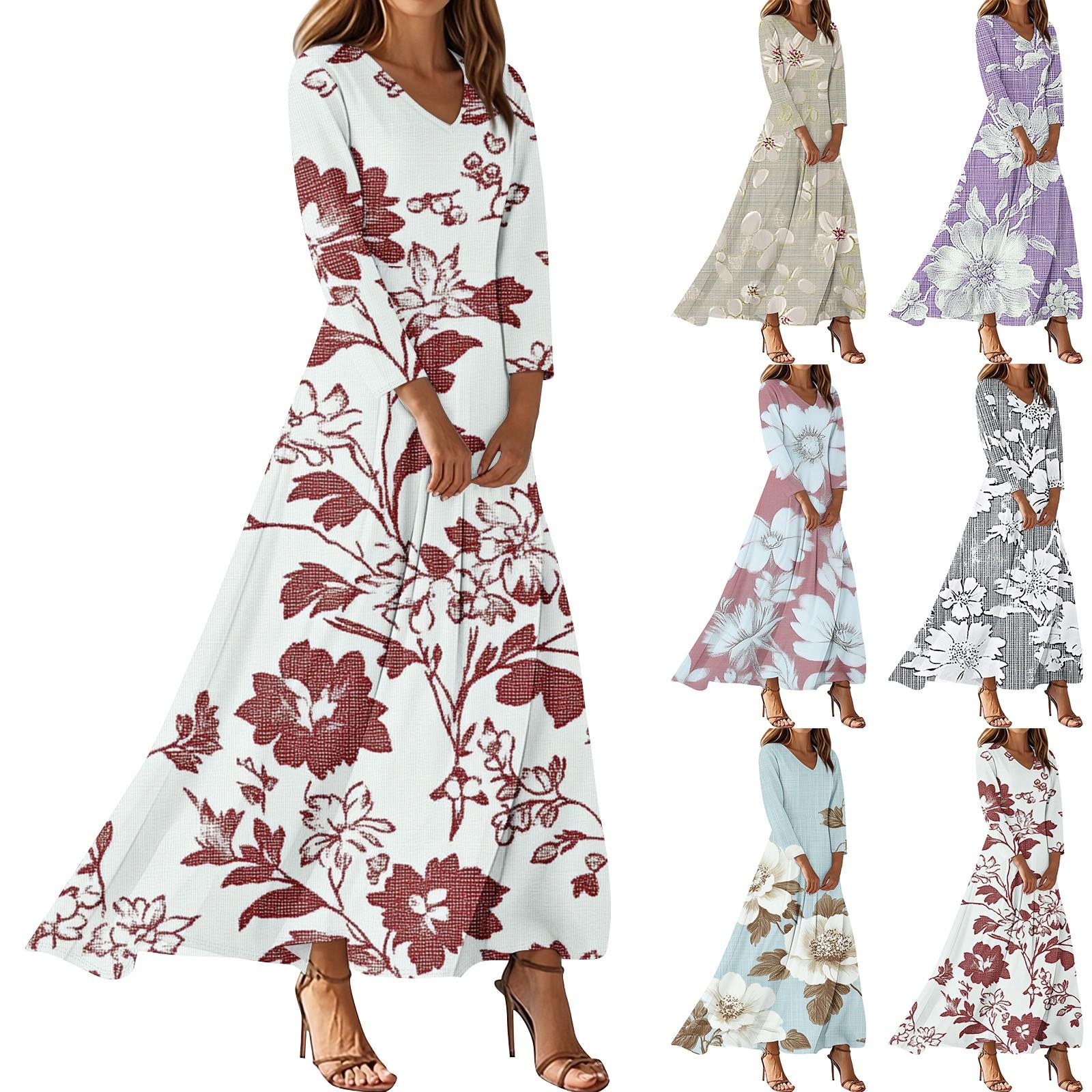Women s Casual 3/4 Sleeve V-Neck Floral Print Maxi A-Line Beach Dress L ціан
Women s Casual 3/4 Sleeve V-Neck Floral Print Maxi A-Line Beach Dress L ціан