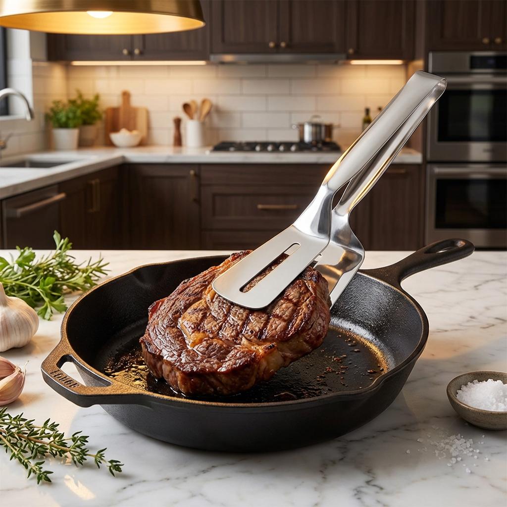 Durable Stainless Steel Steak Clip - Multifunctional Grill Tongs with Spatula, Essential BBQ Tool for Steak & Meat серебряный
Durable Stainless Steel Steak Clip - Multifunctional Grill Tongs with Spatula, Essential BBQ Tool for Steak & Meat серебряный