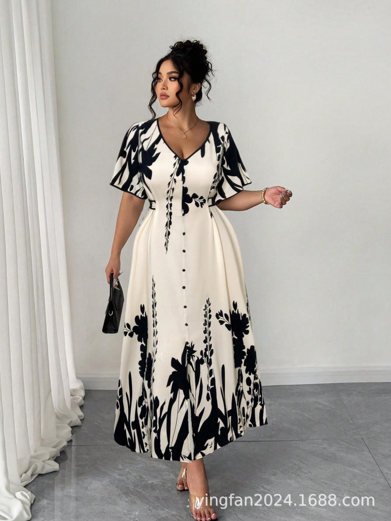 2026 Euro-America V-neck Floral Print Summer Dress with Button Accents 1X Large
2026 Euro-America V-neck Floral Print Summer Dress with Button Accents 1X Large