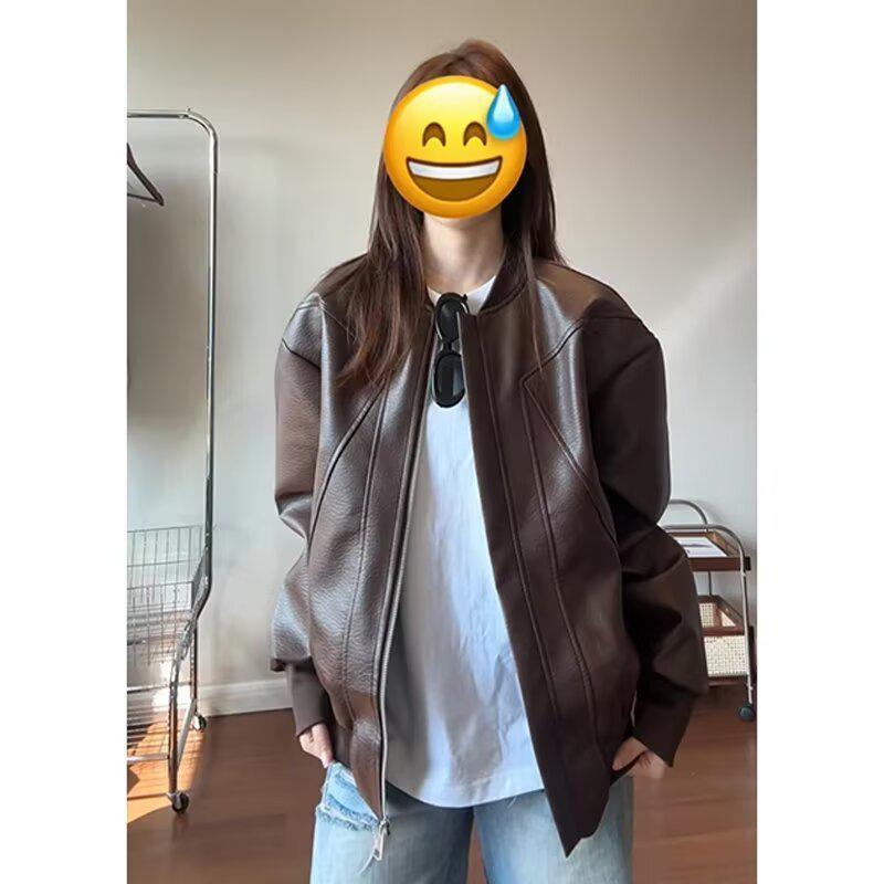 Autumn Casual Unisex Leather Jacket with Baseball Collar
Autumn Casual Unisex Leather Jacket with Baseball Collar