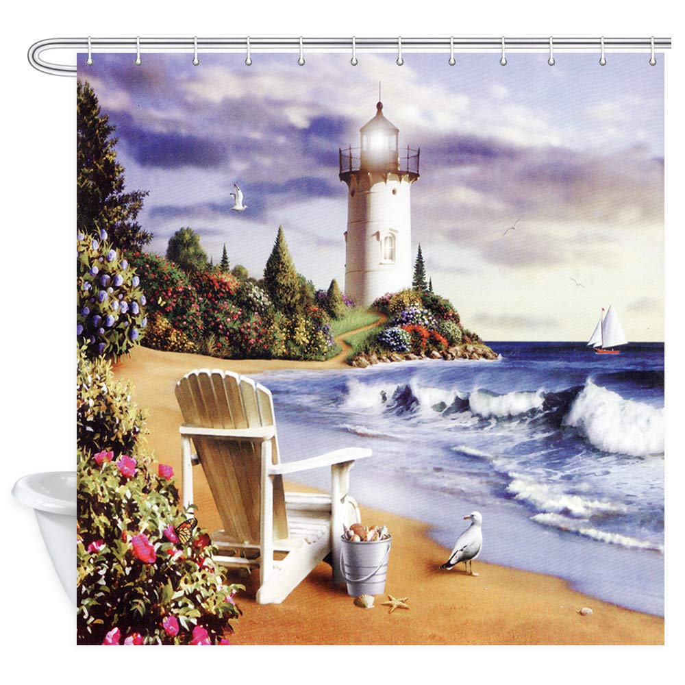Lighthouse Shower Curtain Bathroom Decor Ocean Sunrise Nautical Seascape Shower Curtains Polyester Fabric Bath Curtain With Hook W60H190(CM)-1 Pcs
Lighthouse Shower Curtain Bathroom Decor Ocean Sunrise Nautical Seascape Shower Curtains Polyester Fabric Bath Curtain With Hook W60H190(CM)-1 Pcs