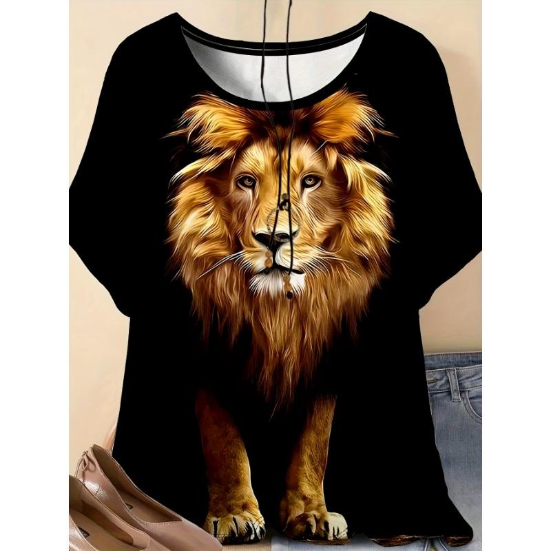 Casual Vacation Comfortable and Elegant Style Painting Animal Lion Element 3D Printing Pattern Women s Round Neck Large Size Short-sleeved T-shirt S
Casual Vacation Comfortable and Elegant Style Painting Animal Lion Element 3D Printing Pattern Women s Round Neck Large Size Short-sleeved T-shirt S