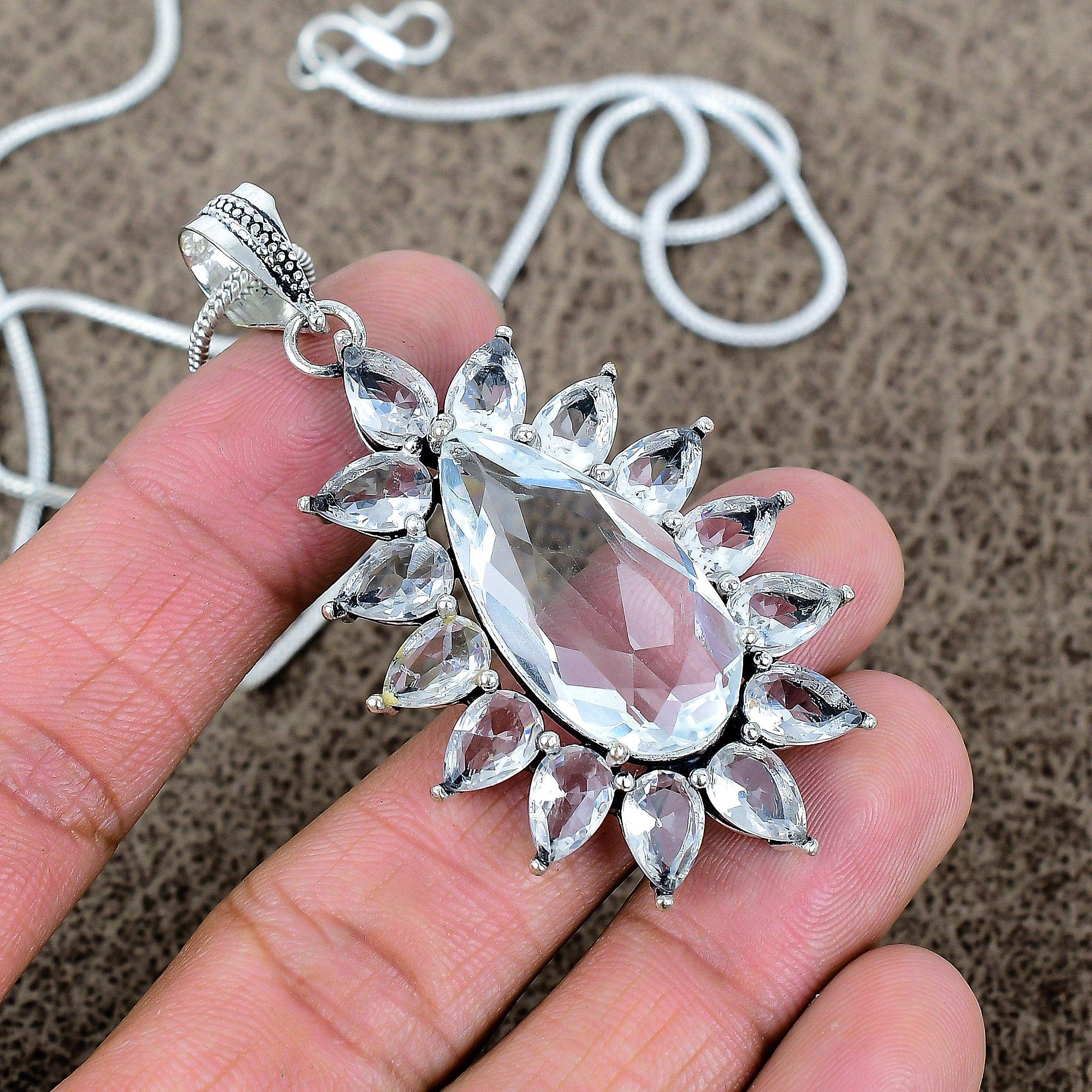 White Topaz Gemstone Handmade 925 Sterling Silver Jewelry Pendant 2.48 KKG-290
White Topaz Gemstone Handmade 925 Sterling Silver Jewelry Pendant 2.48 KKG-290