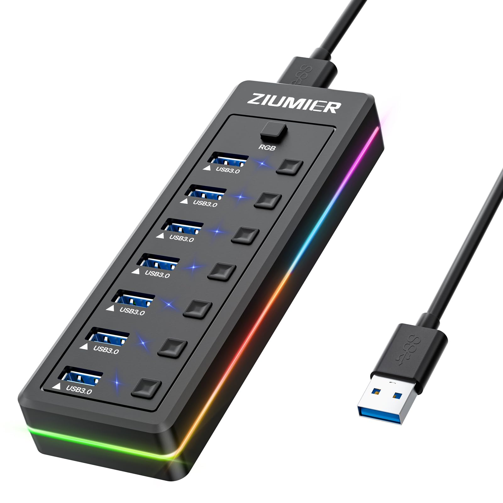 USB Hub with RGB LED Strips USB Data Transfer Individual LED Switches for USB Devices such as Hard 7-Port 3.0 - 3.0 Ports, On/Off Laptops, PCs, Mice,
USB Hub with RGB LED Strips USB Data Transfer Individual LED Switches for USB Devices such as Hard 7-Port 3.0 - 3.0 Ports, On/Off Laptops, PCs, Mice,