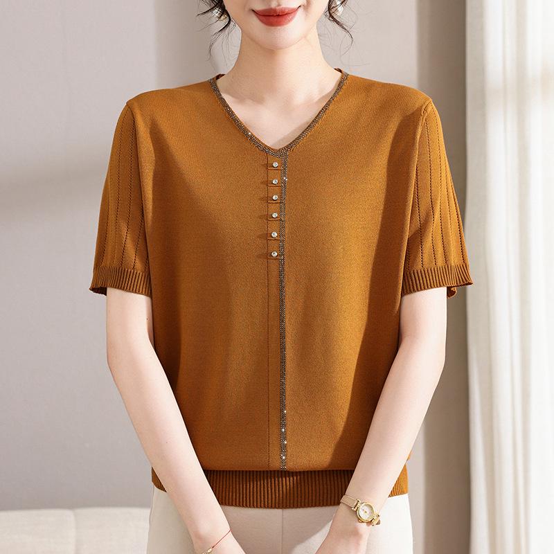 Chic Knit Ice Silk Short-Sleeve Top for Mother s Day - Summer Style for Middle-Aged & Elderly Women XL (suggested for 90-115 jin)
Chic Knit Ice Silk Short-Sleeve Top for Mother s Day - Summer Style for Middle-Aged & Elderly Women XL (suggested for 90-115 jin)