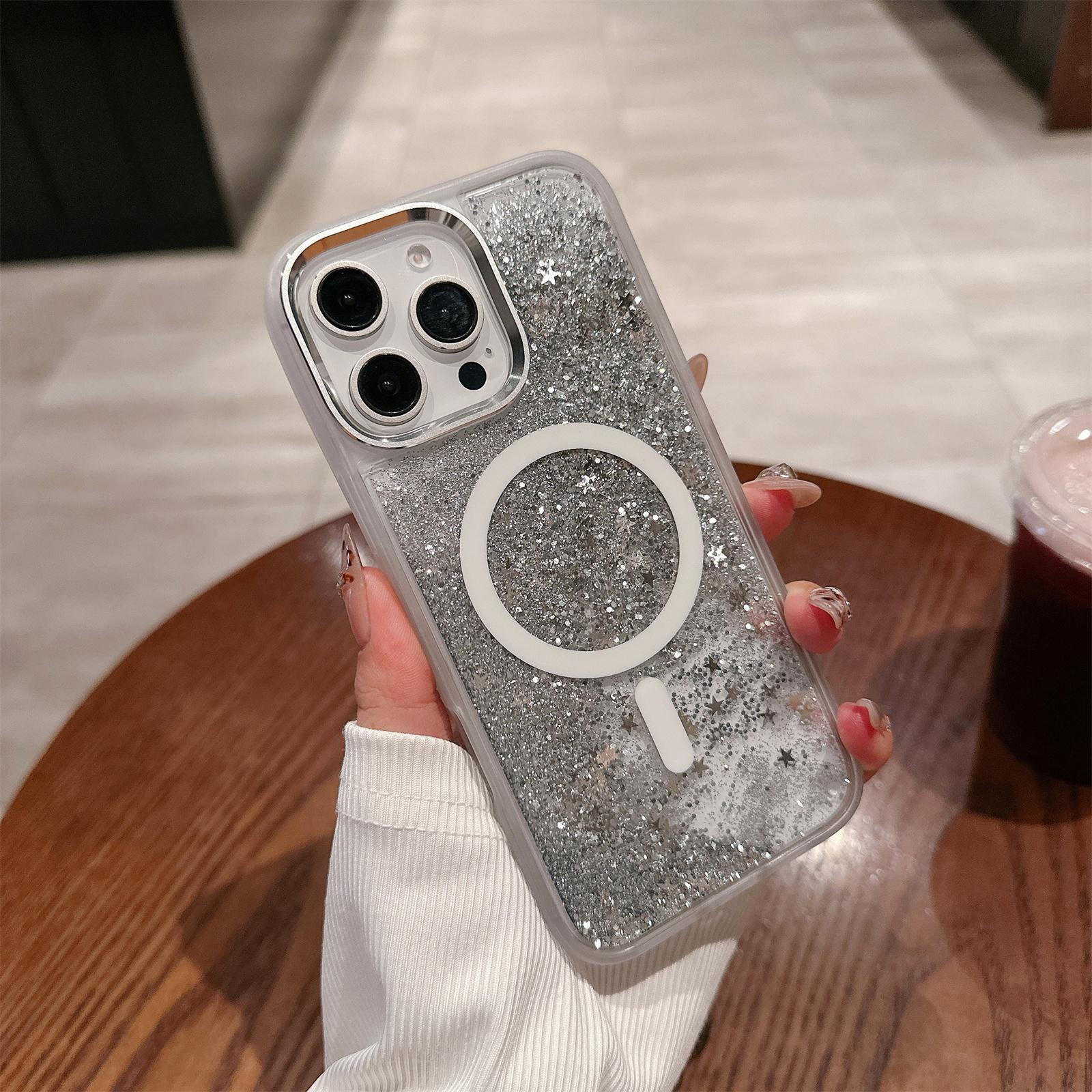 For iPhone 16 Pro Max Case Compatible with MagSafe Glitter Quicksand TPU+PC Phone Cover Silver
For iPhone 16 Pro Max Case Compatible with MagSafe Glitter Quicksand TPU+PC Phone Cover Silver