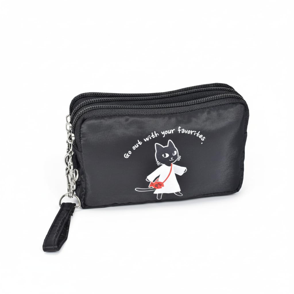Embroidered Black Cat Pouch with Triple Zipper, Removable Strap, and Cat Zipper Pull for Makeup, Smartphone, and Keys (Black)
Embroidered Black Cat Pouch with Triple Zipper, Removable Strap, and Cat Zipper Pull for Makeup, Smartphone, and Keys (Black)