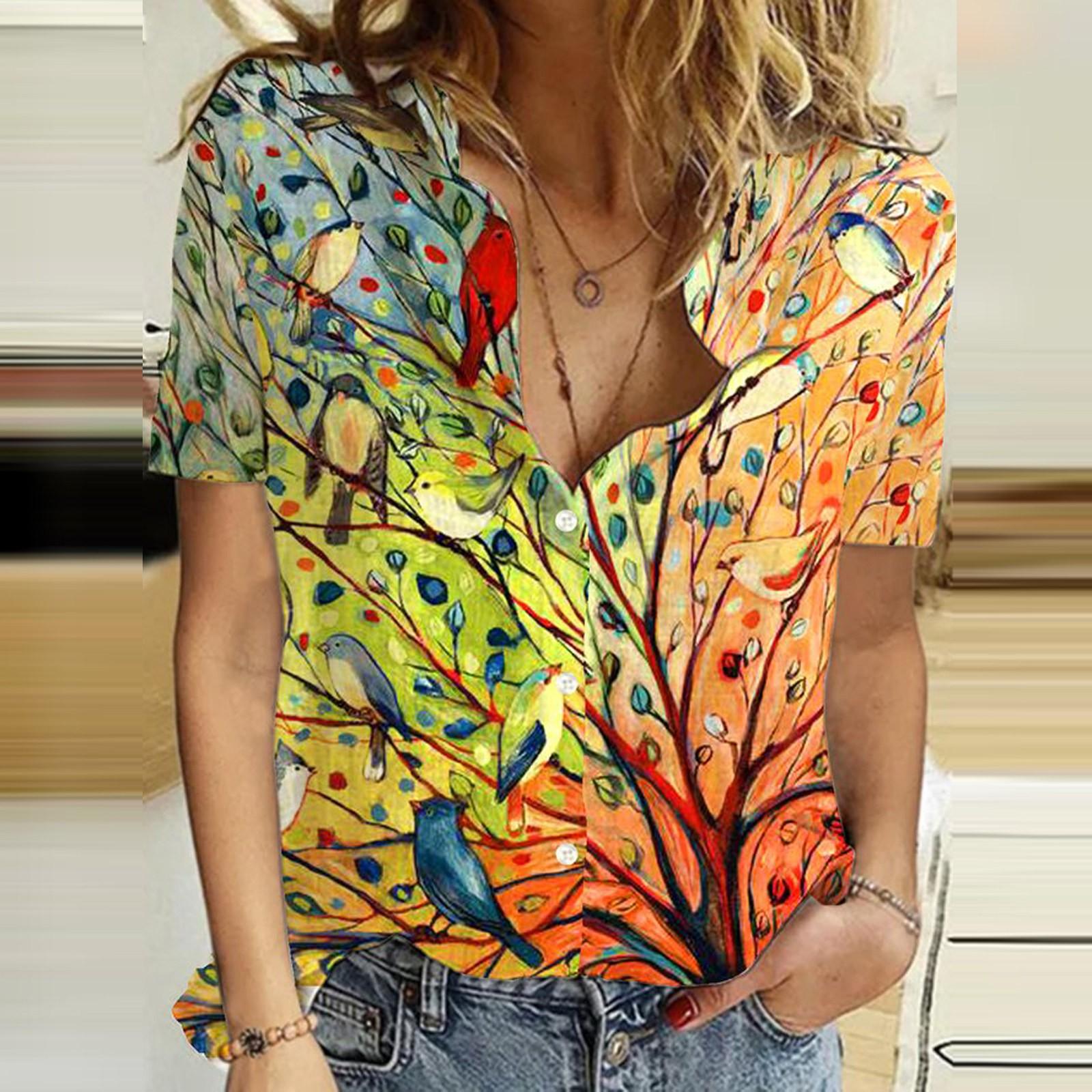 Women s Casual Fashion Loose Single-breasted Lapel Printed Short-sleeved Shirt XXL жовтий
Women s Casual Fashion Loose Single-breasted Lapel Printed Short-sleeved Shirt XXL жовтий