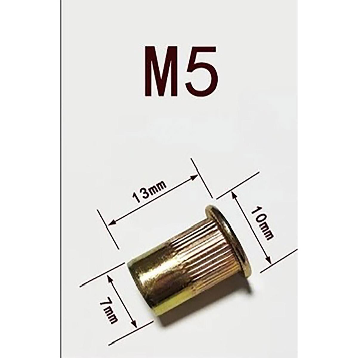 Вытяжная гайка-заклепка с плоской головкой, вертикальный рисунок, малая потайная головка, колпачок винта с накатанной головкой, оцинкованная M5