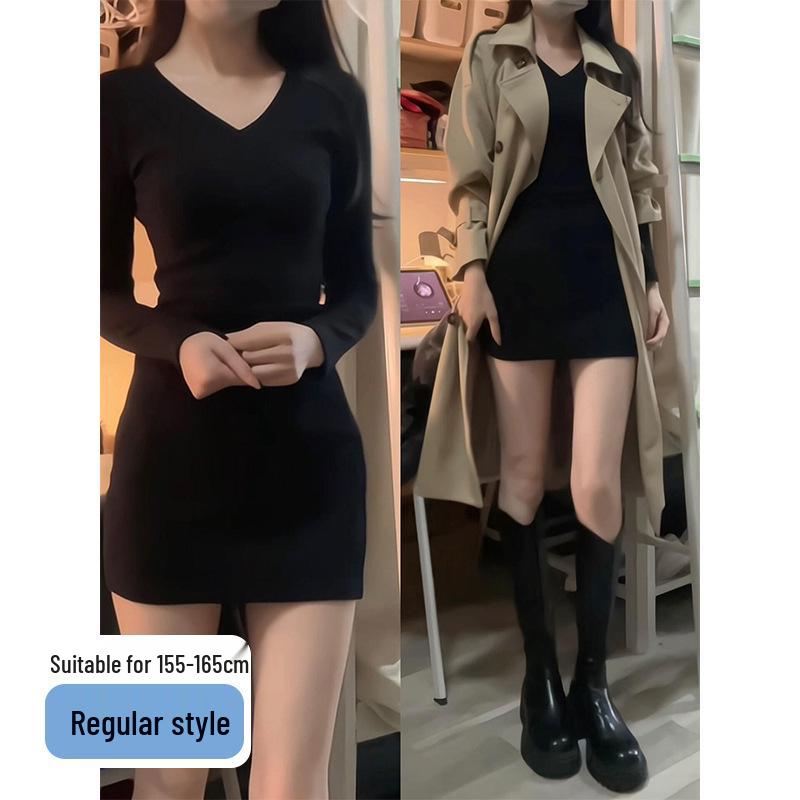 Women s Black Slim Knit V-neck Bodycon Dress with Plus Velvet for Autumn/Winter 2026 L for 115-125 lbs
Women s Black Slim Knit V-neck Bodycon Dress with Plus Velvet for Autumn/Winter 2026 L for 115-125 lbs