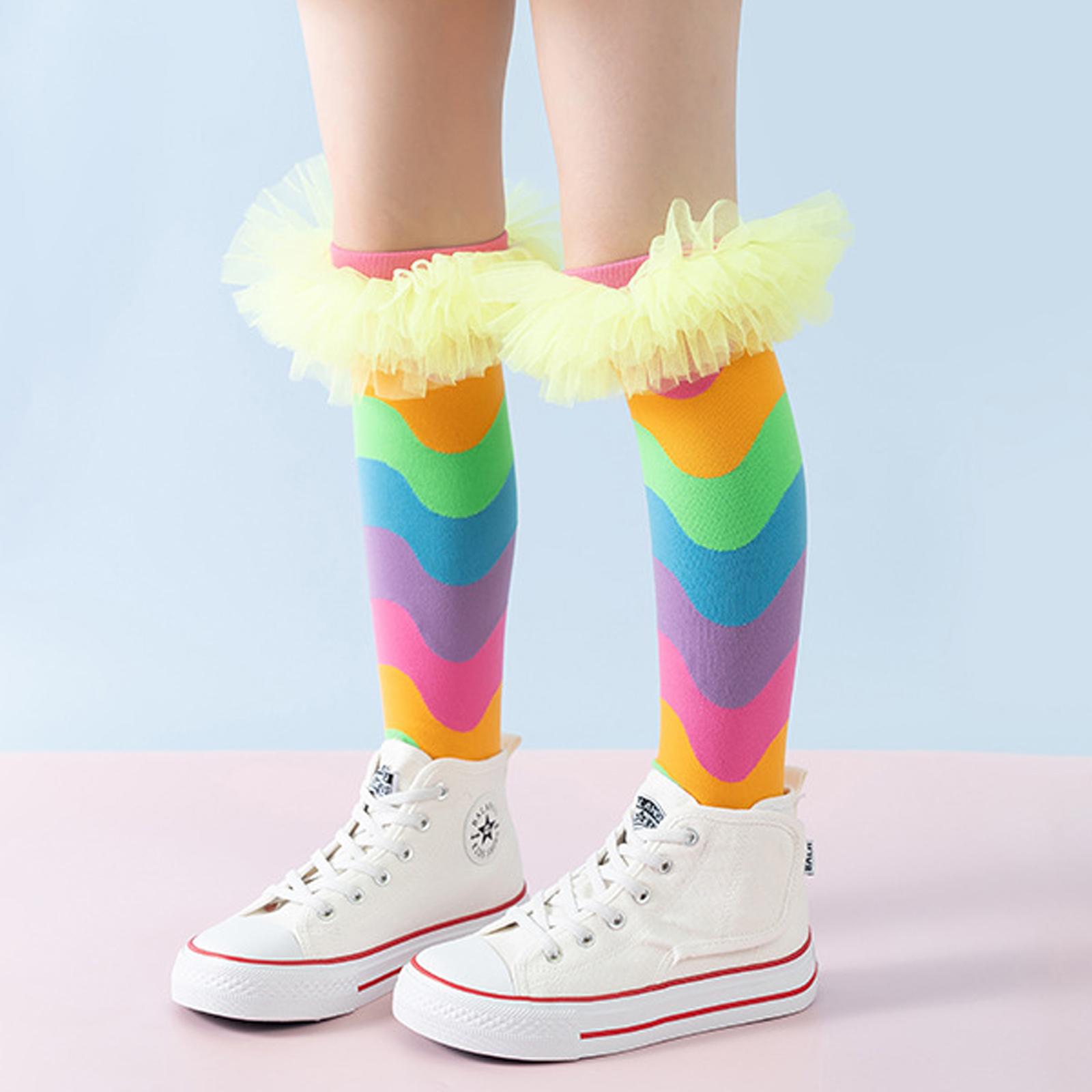 Rainbow Color Patchwork Girls Stockings Ruffles Party Children Princess Socks Fashion Soft Colorful Kids Long Socks 42cm
Rainbow Color Patchwork Girls Stockings Ruffles Party Children Princess Socks Fashion Soft Colorful Kids Long Socks 42cm