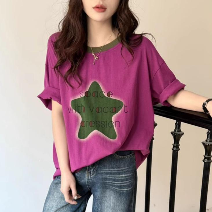 DIMANAF 2025 Летняя футболка женская со звездным принтом, асимметричная, с коротким рукавом, свободная, белая, черная One size красный
DIMANAF 2025 Летняя футболка женская со звездным принтом, асимметричная, с коротким рукавом, свободная, белая, черная One size красный