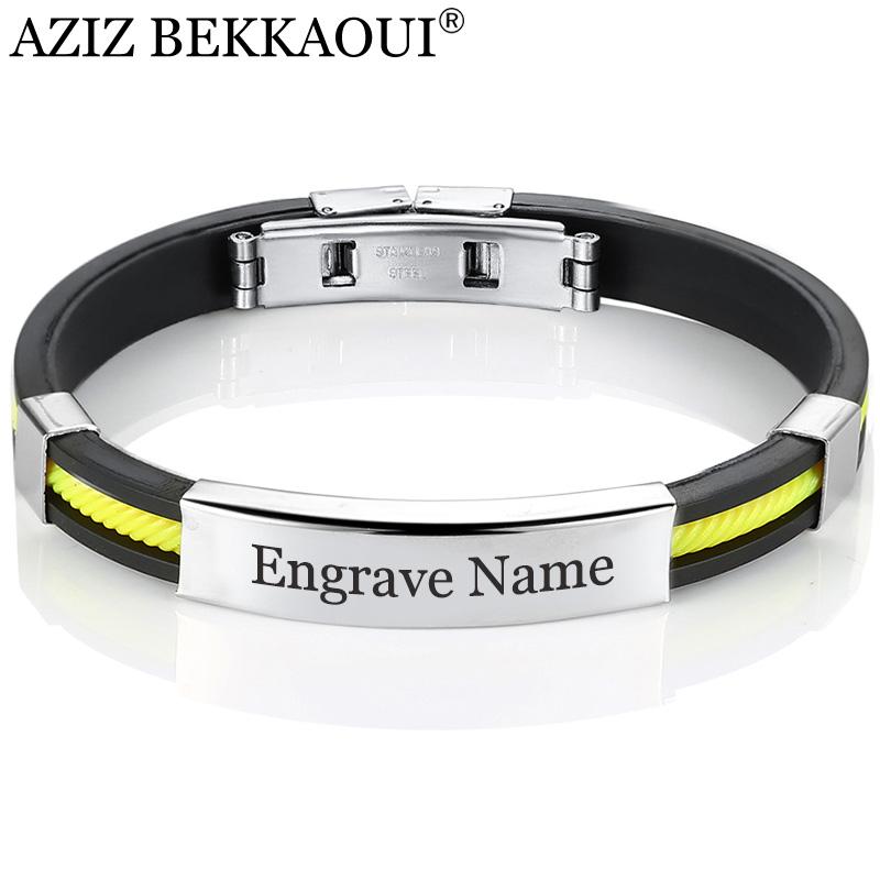 AZIZ BEKKAOUI 5 Colors Stainless Steel Bracelets for Women Men Rubber ID Bracelet Bangles Fashion Logo Couple Jewelry orange no logo
AZIZ BEKKAOUI 5 Colors Stainless Steel Bracelets for Women Men Rubber ID Bracelet Bangles Fashion Logo Couple Jewelry orange no logo