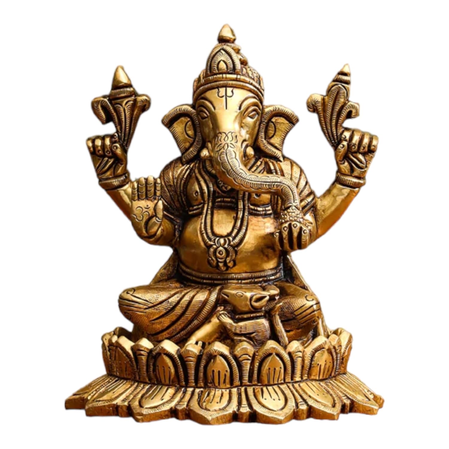Ashtadhatu Shri Ganesh Idol, Lord Ganesh Bhagwan Sitting On Lotus - 4.5 Inch
Ashtadhatu Shri Ganesh Idol, Lord Ganesh Bhagwan Sitting On Lotus - 4.5 Inch