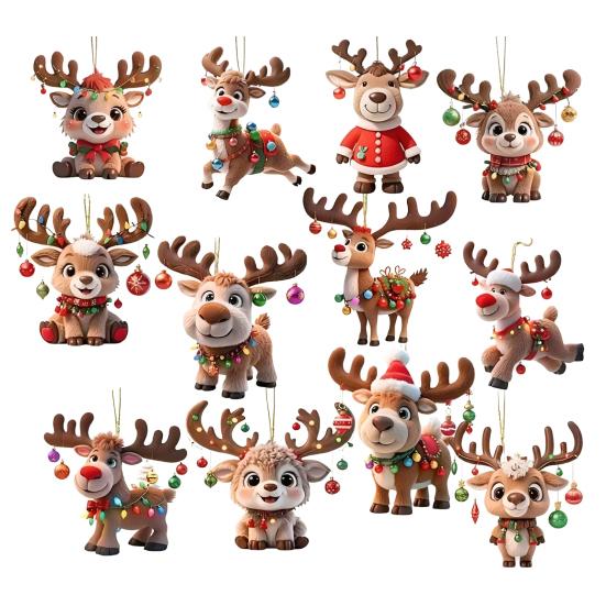 Yousheng Wooden Christmas Reindeer Ornament Cute Cartoon Deer Tree Decoration Handcrafted Festive Hanging Decor for Xmas Home Party 12pcs
Yousheng Wooden Christmas Reindeer Ornament Cute Cartoon Deer Tree Decoration Handcrafted Festive Hanging Decor for Xmas Home Party 12pcs