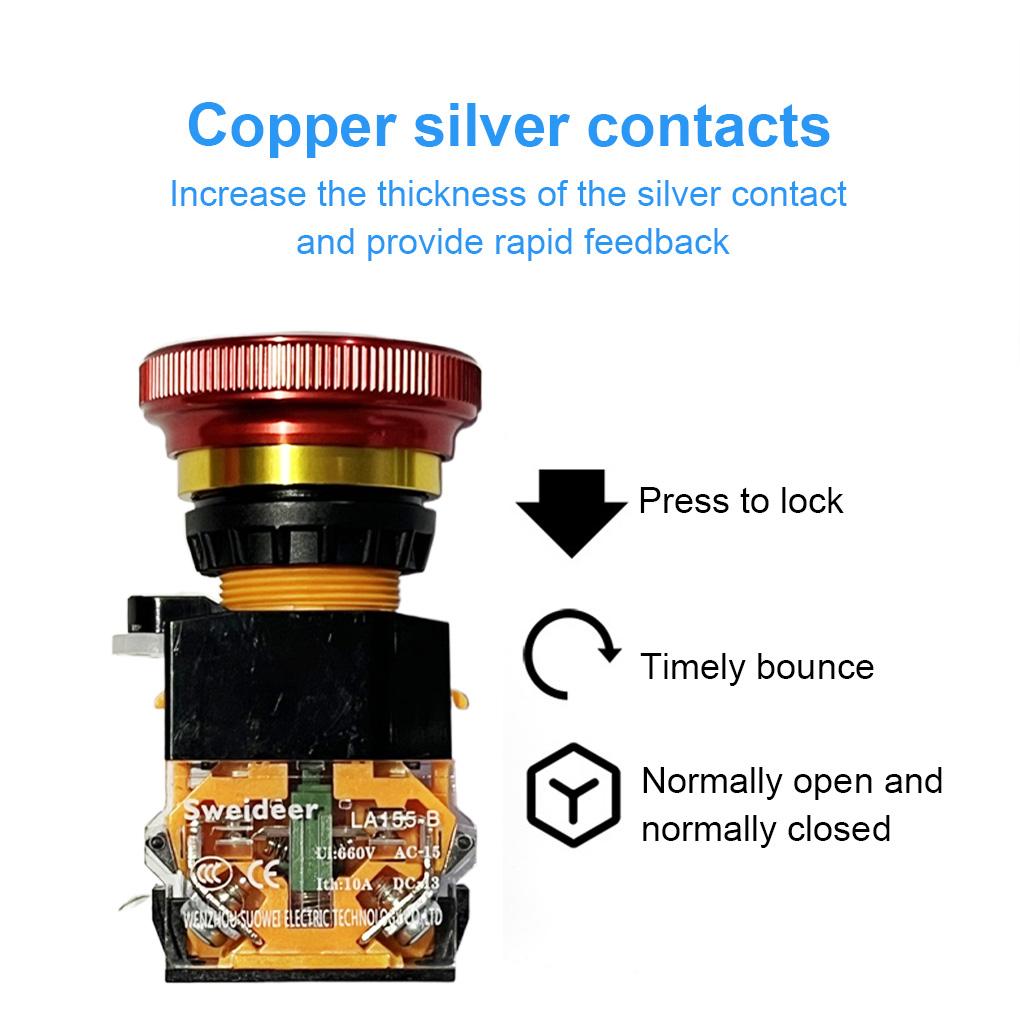 22mm Metal Emergency Stop Switch LA38 - 10A Mushroom Head Self-Locking Safety Pushbutton for Equipment
22mm Metal Emergency Stop Switch LA38 - 10A Mushroom Head Self-Locking Safety Pushbutton for Equipment