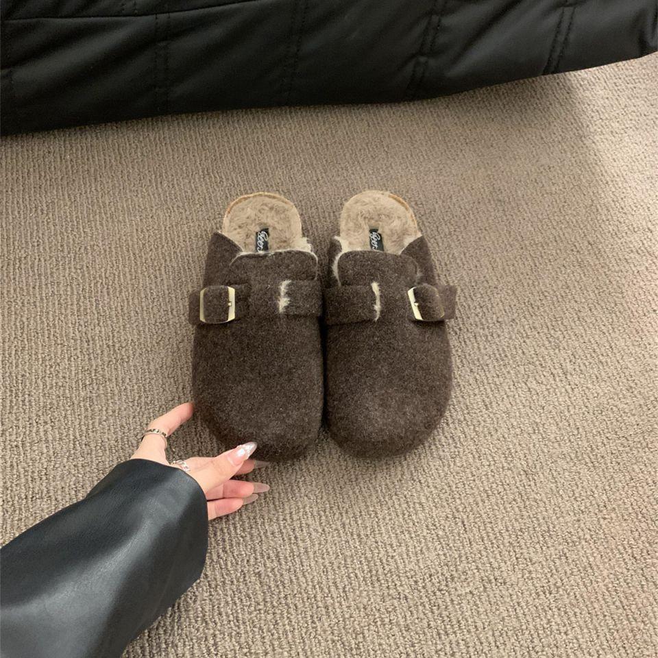 Войлочная толстая подошва 2025 новая модель слишком модная, модная и удобная, теплая и комфортная для ног, передовой ретро-расслабленность 40