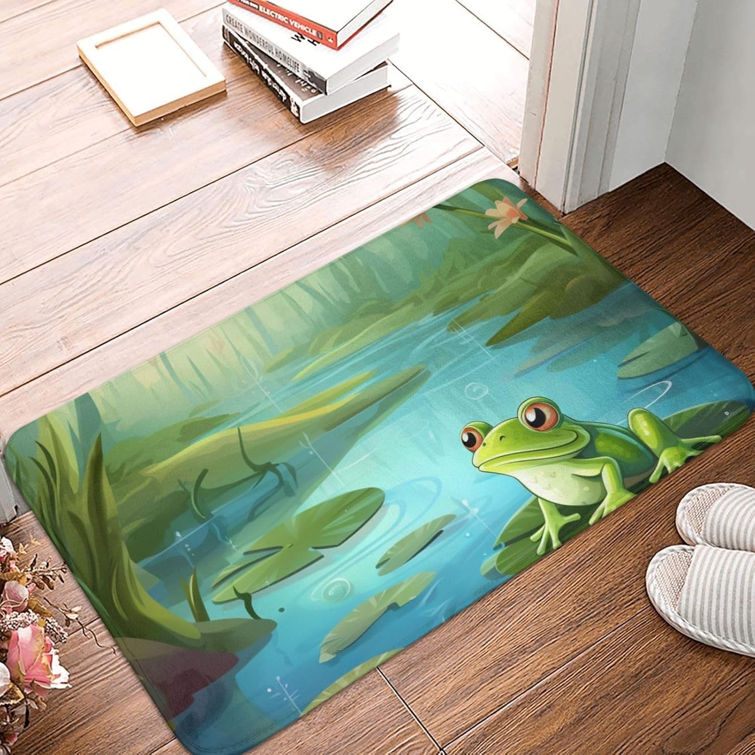 Frog in a Pond Door Mat Outdoor Indoor Welcome Mats Dirt Trapping Entryway Mats Low Profile Front Doormat Non-Slip Flannel Bath 40x60cm
Frog in a Pond Door Mat Outdoor Indoor Welcome Mats Dirt Trapping Entryway Mats Low Profile Front Doormat Non-Slip Flannel Bath 40x60cm