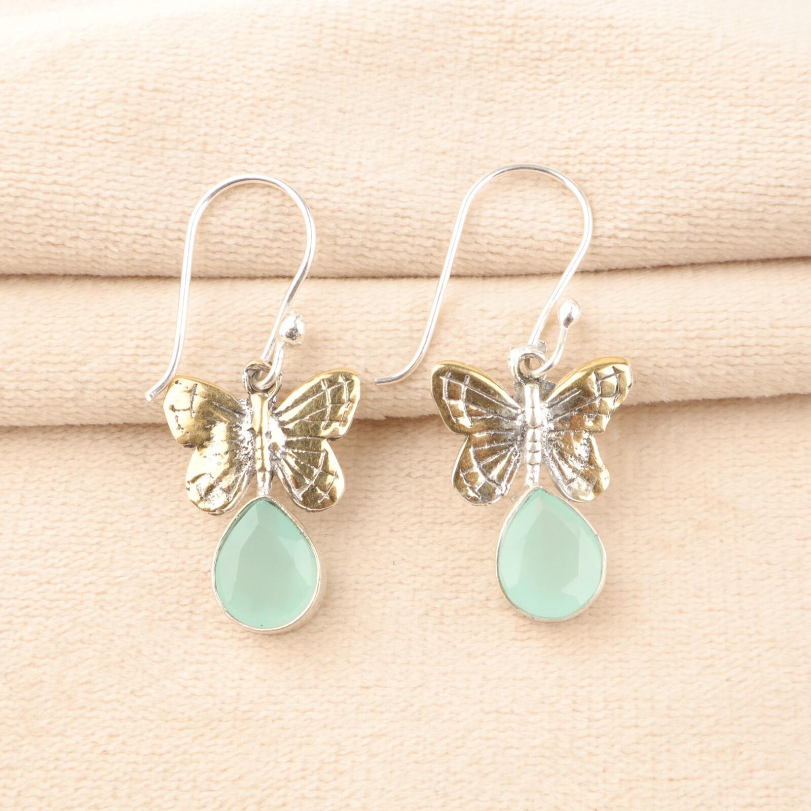 Aqua Chalcedony Gemstone 925 Sterling Silver Jewelry Handmade Hook Earrings 1.3 EE-155-14
Aqua Chalcedony Gemstone 925 Sterling Silver Jewelry Handmade Hook Earrings 1.3 EE-155-14
