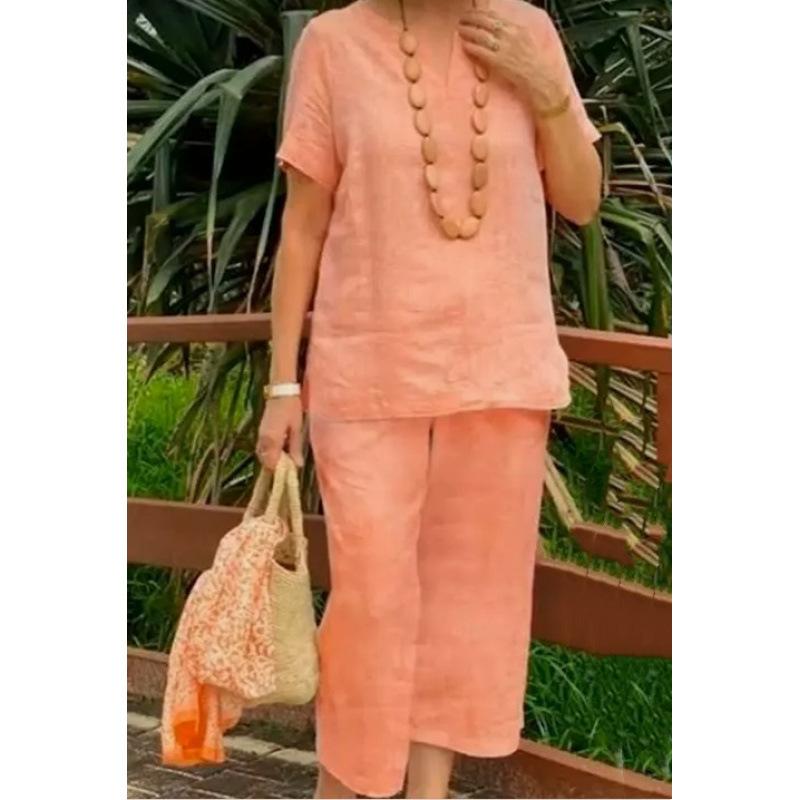 Women s Linen Short Sleeve Top and Wide Leg Pants Set in Light Gray, Black, and Maroon 5XL персиковий
Women s Linen Short Sleeve Top and Wide Leg Pants Set in Light Gray, Black, and Maroon 5XL персиковий