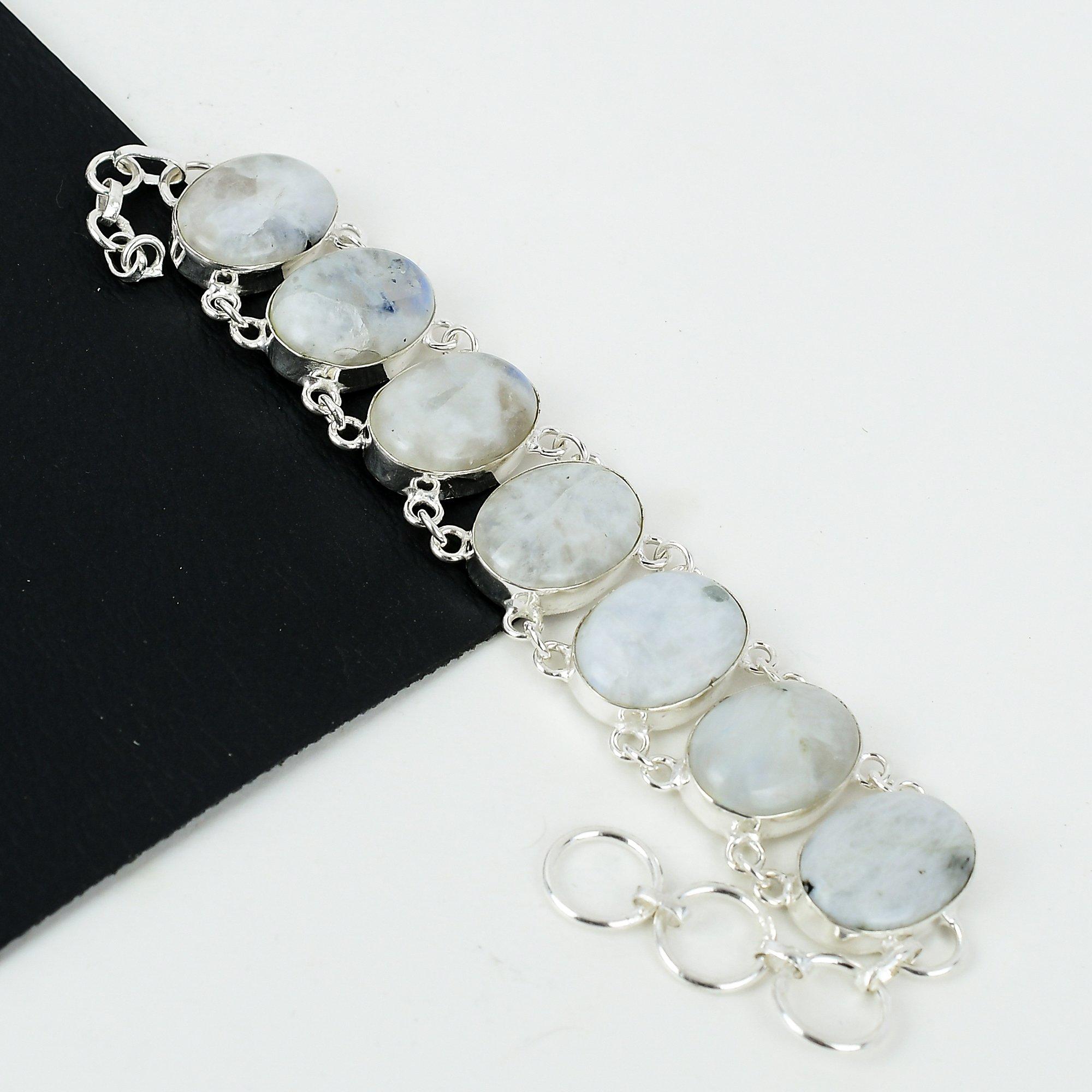 Natural Rainbow Moonstone Gemstone Handmade 925 Sterling Silver Bracelet, Rainbow Moonstone Bracelet For Wife, Unisex Bracelet, Party Wear Gifts 8 білий
Natural Rainbow Moonstone Gemstone Handmade 925 Sterling Silver Bracelet, Rainbow Moonstone Bracelet For Wife, Unisex Bracelet, Party Wear Gifts 8 білий