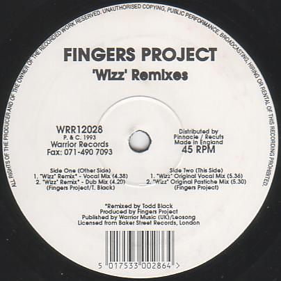 12inch Record FINGERS PROJECT - Wizz Remixes WRR12028 Warrior Records 1993 UK Dance & Electronica Used
12inch Record FINGERS PROJECT - Wizz Remixes WRR12028 Warrior Records 1993 UK Dance & Electronica Used
