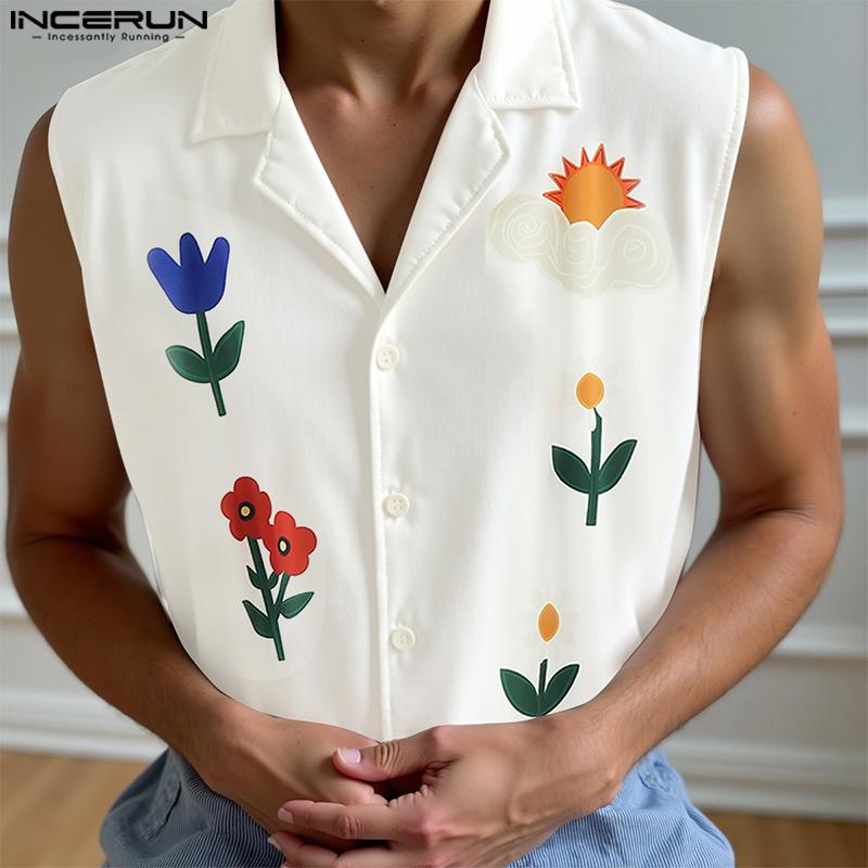 INCERUN Men Summer Lapel Neck Sleeveless Floral Print Buttons Thin Casual Tank Tops S белый
INCERUN Men Summer Lapel Neck Sleeveless Floral Print Buttons Thin Casual Tank Tops S белый