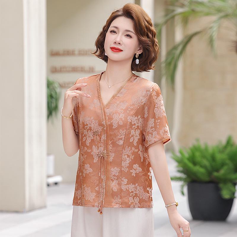 Chic Summer V-Neck Loose-Fit Short-Sleeve Shirt for Moms in Chinese National Style 2XL оранжевый
Chic Summer V-Neck Loose-Fit Short-Sleeve Shirt for Moms in Chinese National Style 2XL оранжевый