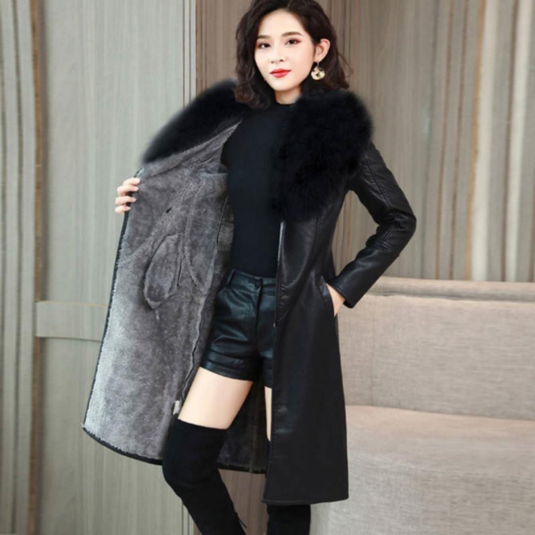 Big Fur Collar Winter Leather Jacket Women Plus Velvet Mid-length PU Leather Jacket S чорний
Big Fur Collar Winter Leather Jacket Women Plus Velvet Mid-length PU Leather Jacket S чорний