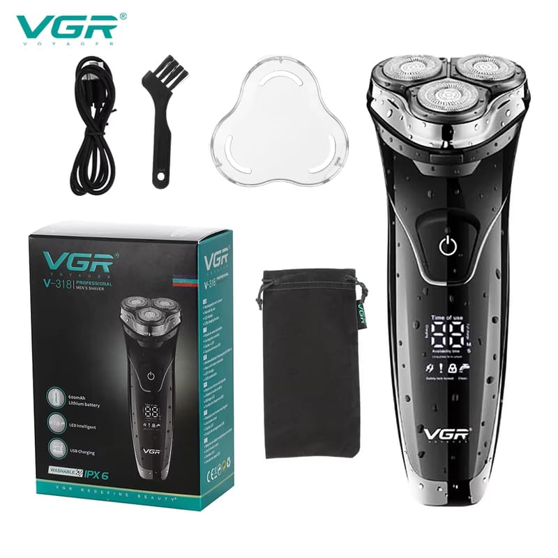 VGR V-318 Three-head Floating Shaver Household Full Body Wash Digital Display Electric Shaver Rechargeable Shaver Safe and Skin-friendly Home Razor чорний
VGR V-318 Three-head Floating Shaver Household Full Body Wash Digital Display Electric Shaver Rechargeable Shaver Safe and Skin-friendly Home Razor чорний