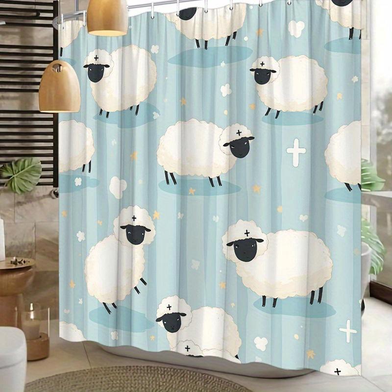 1Pc Whimsical Sheep Shower Curtain, Black Sheep On Blue Stripe, Minimalist Bathroom Decor, Polyester, Washable,Includes 12 Hooks W60H190(CM)-1 Pcs
1Pc Whimsical Sheep Shower Curtain, Black Sheep On Blue Stripe, Minimalist Bathroom Decor, Polyester, Washable,Includes 12 Hooks W60H190(CM)-1 Pcs