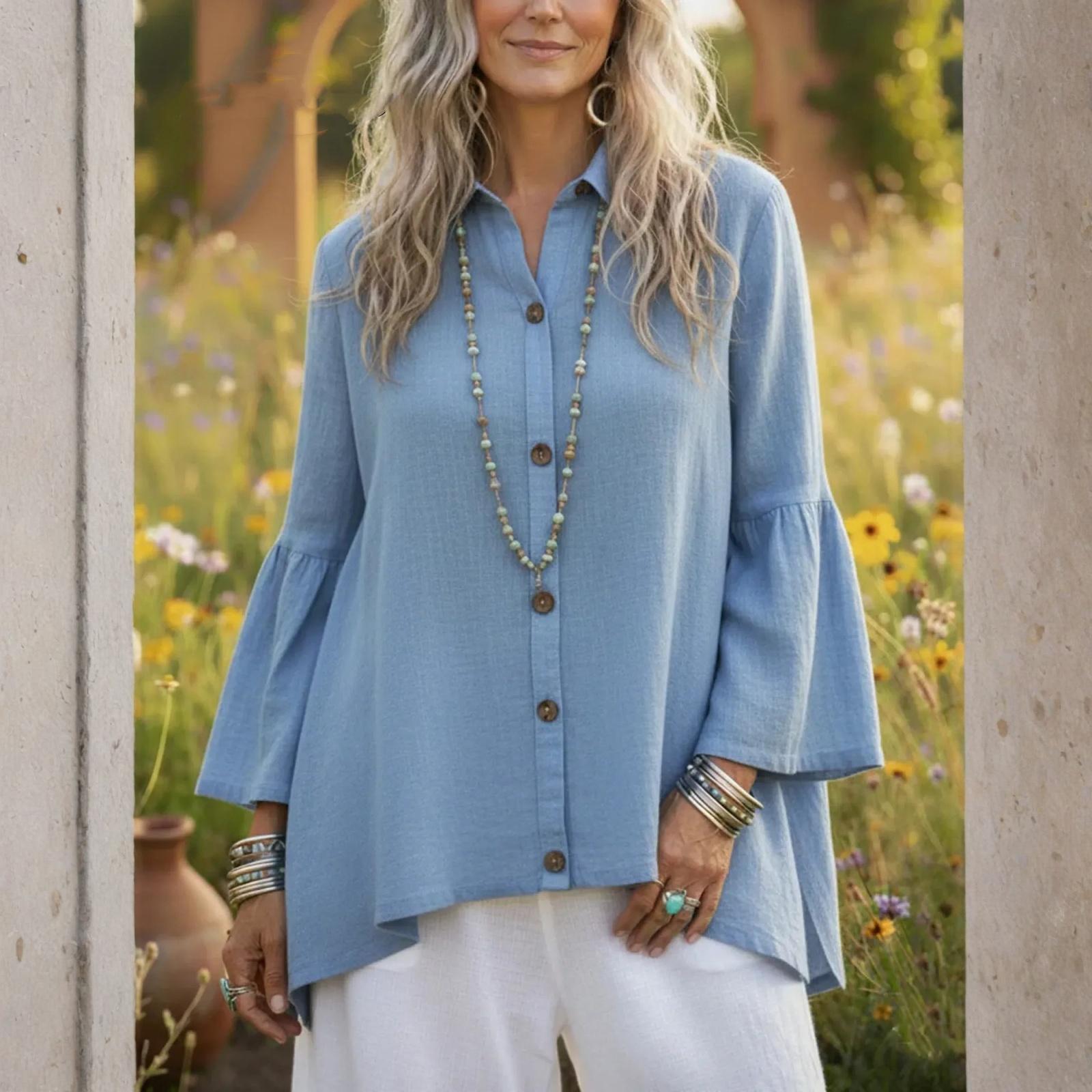 Women s Casual Loose,fitting Stylish Color Cotton And Linen Flared Long,sleeved Shirt S
Women s Casual Loose,fitting Stylish Color Cotton And Linen Flared Long,sleeved Shirt S