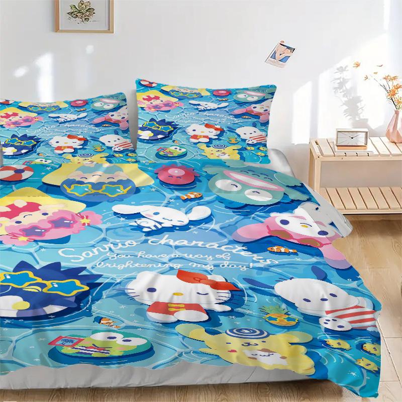 3pcs Sanrio Characters Swimming Bedding Set - Includes 1 Quilt Cover and 2 Pillowcases, Comfortable Bedding with Stylish Design for Bedroom, 135x200cm
3pcs Sanrio Characters Swimming Bedding Set - Includes 1 Quilt Cover and 2 Pillowcases, Comfortable Bedding with Stylish Design for Bedroom, 135x200cm