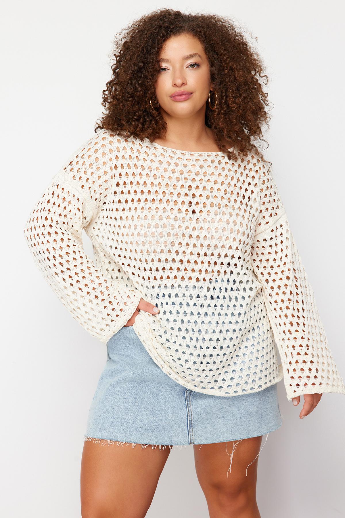 Women s Fashion New Plus Big Size Sweater Beige Openwork Hole Low Sleeve Fine Knitwear Sweater 2XL сірий колір
Women s Fashion New Plus Big Size Sweater Beige Openwork Hole Low Sleeve Fine Knitwear Sweater 2XL сірий колір