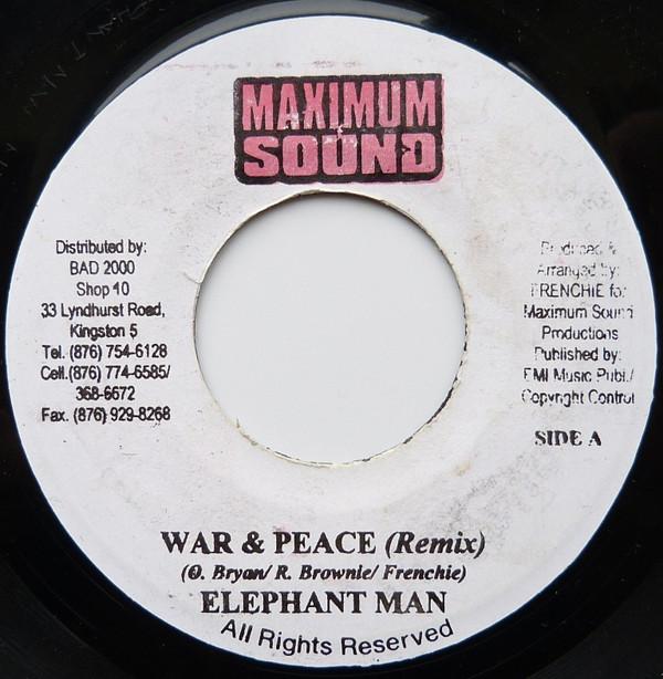 7inch Record ELEPHANT MAN - War & Peace (Remix) none Maximum Sound Jamaica Reggae, Ska & Dub Used
7inch Record ELEPHANT MAN - War & Peace (Remix) none Maximum Sound Jamaica Reggae, Ska & Dub Used