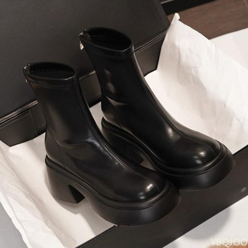 Модная женская осенне-зимняя новая модель, ботинки на толстой подошве с увеличением высоты, простые, удобные, противоскользящие, короткие ботинки, повседневная женская обувь 40