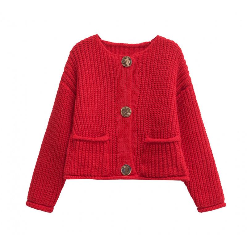 European & American Women s Solid Color Single-Breasted Knit Cardigan Jacket with Double Pockets Large червоний
European & American Women s Solid Color Single-Breasted Knit Cardigan Jacket with Double Pockets Large червоний