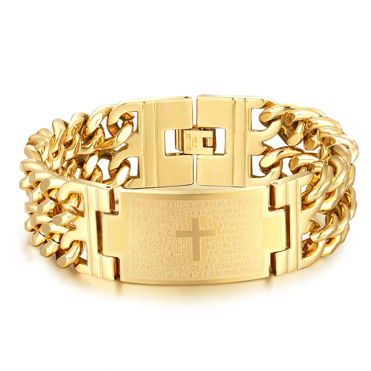 Punk Christian Bible Cross Charm Bracelet Male Gold Color Stainless Steel Cuban Link Chain Bracelets for Men Religious Jewelry 21cm
Punk Christian Bible Cross Charm Bracelet Male Gold Color Stainless Steel Cuban Link Chain Bracelets for Men Religious Jewelry 21cm