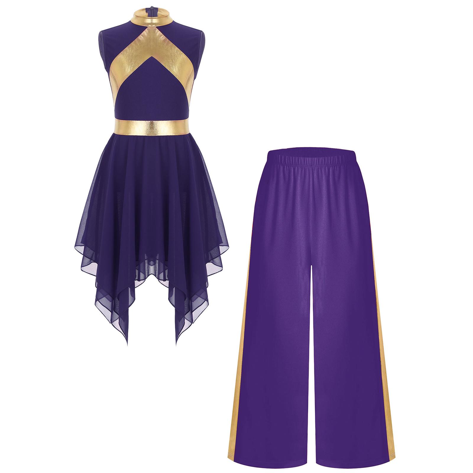 Костюм для хвалительного танцю для дівчаток, металеве плаття без рукавів, клаптиковий дизайн, асиметричний поділ, комплект штанів широкого крою 11-12 Years фіолетовий
Костюм для хвалительного танцю для дівчаток, металеве плаття без рукавів, клаптиковий дизайн, асиметричний поділ, комплект штанів широкого крою 11-12 Years фіолетовий