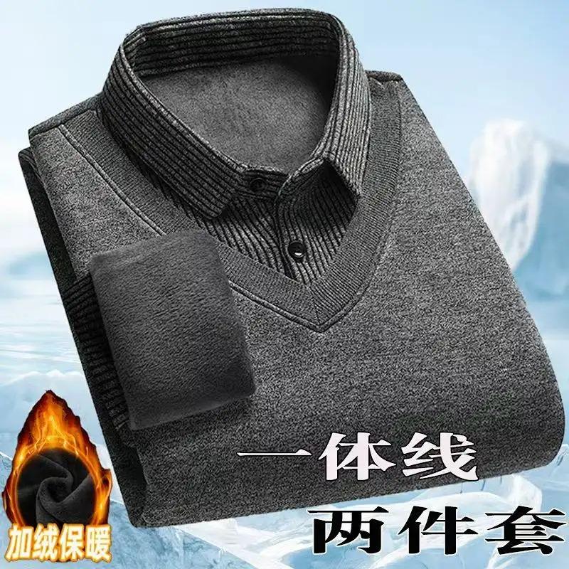 Men s Fake Two-piece Lapel Button Pullover Long-sleeved Striped Patchwork Autumn Winter Sweater Bottoming Shirt Fashionable Top L сірий колір
Men s Fake Two-piece Lapel Button Pullover Long-sleeved Striped Patchwork Autumn Winter Sweater Bottoming Shirt Fashionable Top L сірий колір