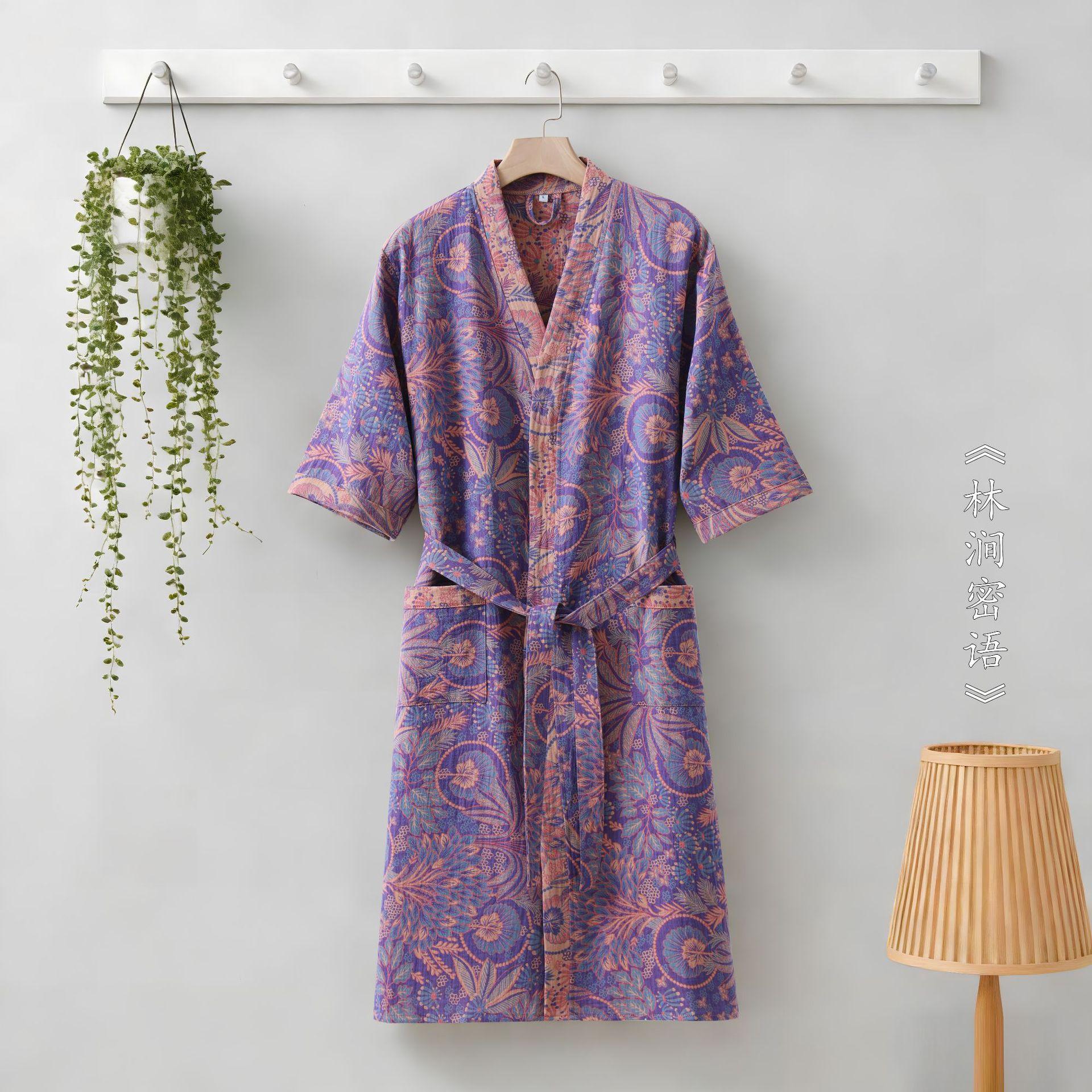 Cotton Printed Half Sleeve Kimono Bathrobe for Spring and Summer Thin Home Wear Absorbent Quick Drying Sleeping Robe XL
Cotton Printed Half Sleeve Kimono Bathrobe for Spring and Summer Thin Home Wear Absorbent Quick Drying Sleeping Robe XL
