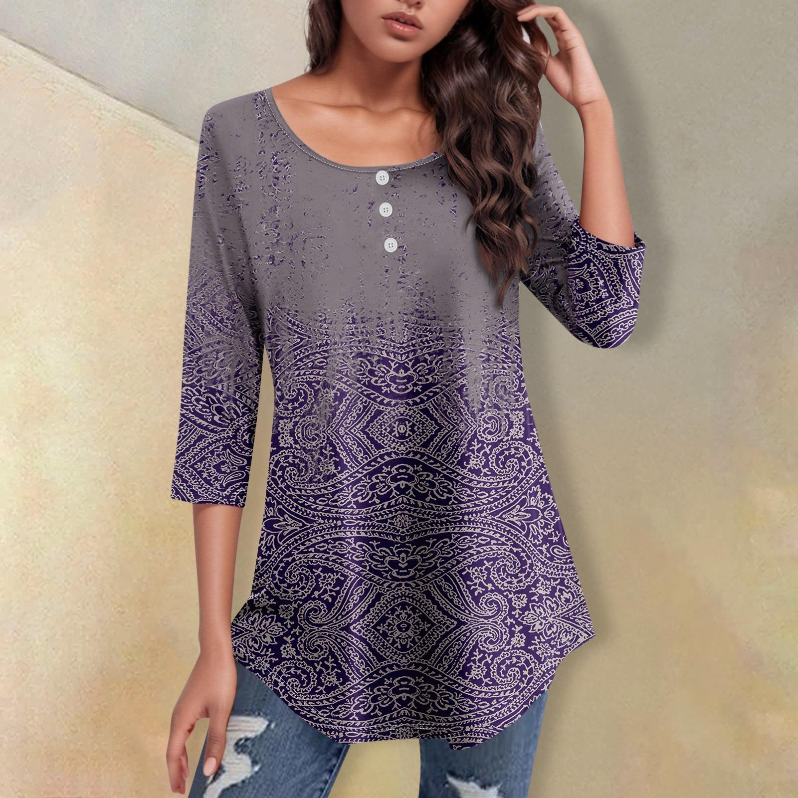 Рубашки с рукавом 3/4 для женщин с принтом, повседневная футболка на пуговицах с круглым вырезом и верхом с изогнутым краем XXL фиолетовый
Рубашки с рукавом 3/4 для женщин с принтом, повседневная футболка на пуговицах с круглым вырезом и верхом с изогнутым краем XXL фиолетовый