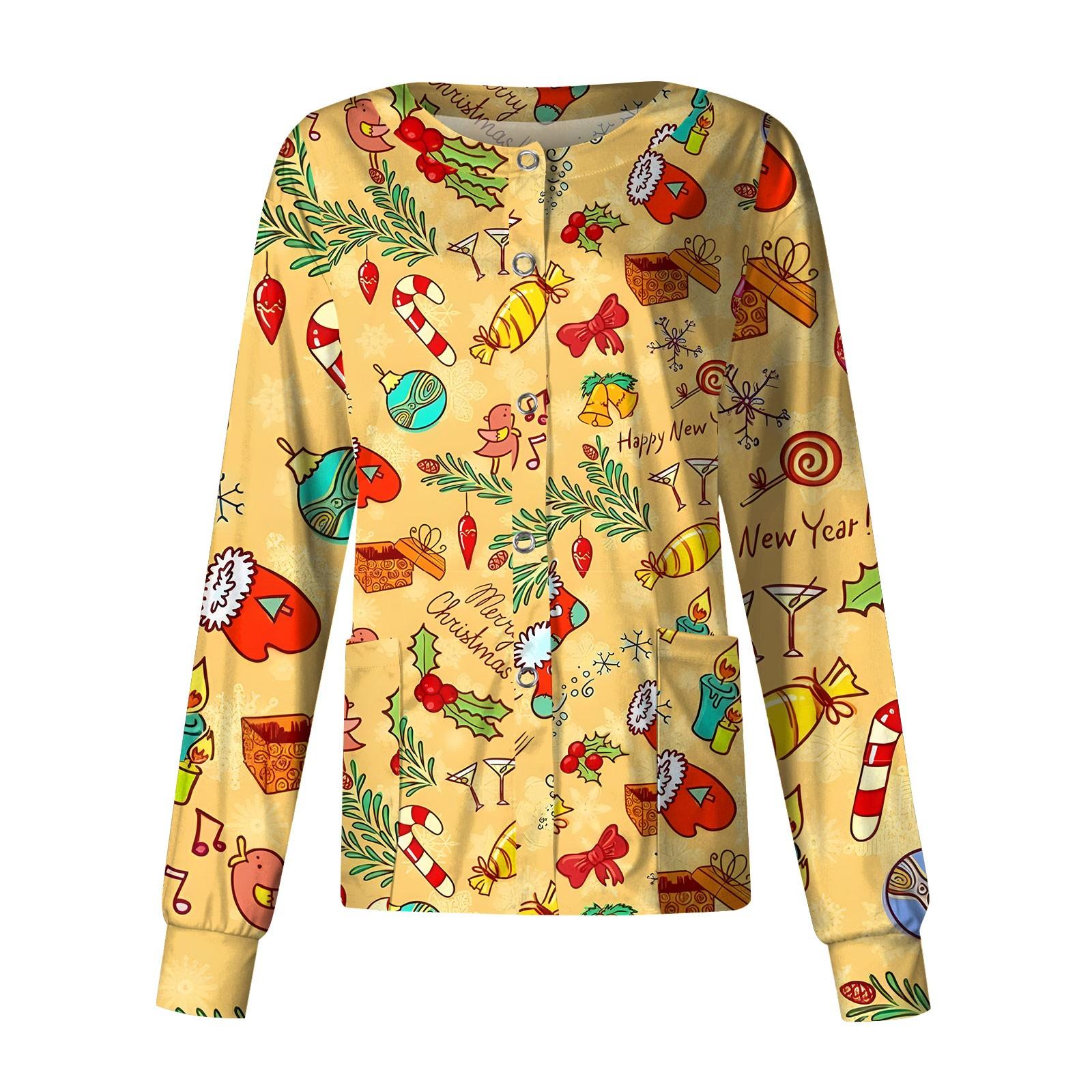 Женская повседневная модная однобортная куртка с длинным рукавом и стоячими лацканами с рождественским принтом, защитная рабочая куртка XL жёлтый
Женская повседневная модная однобортная куртка с длинным рукавом и стоячими лацканами с рождественским принтом, защитная рабочая куртка XL жёлтый