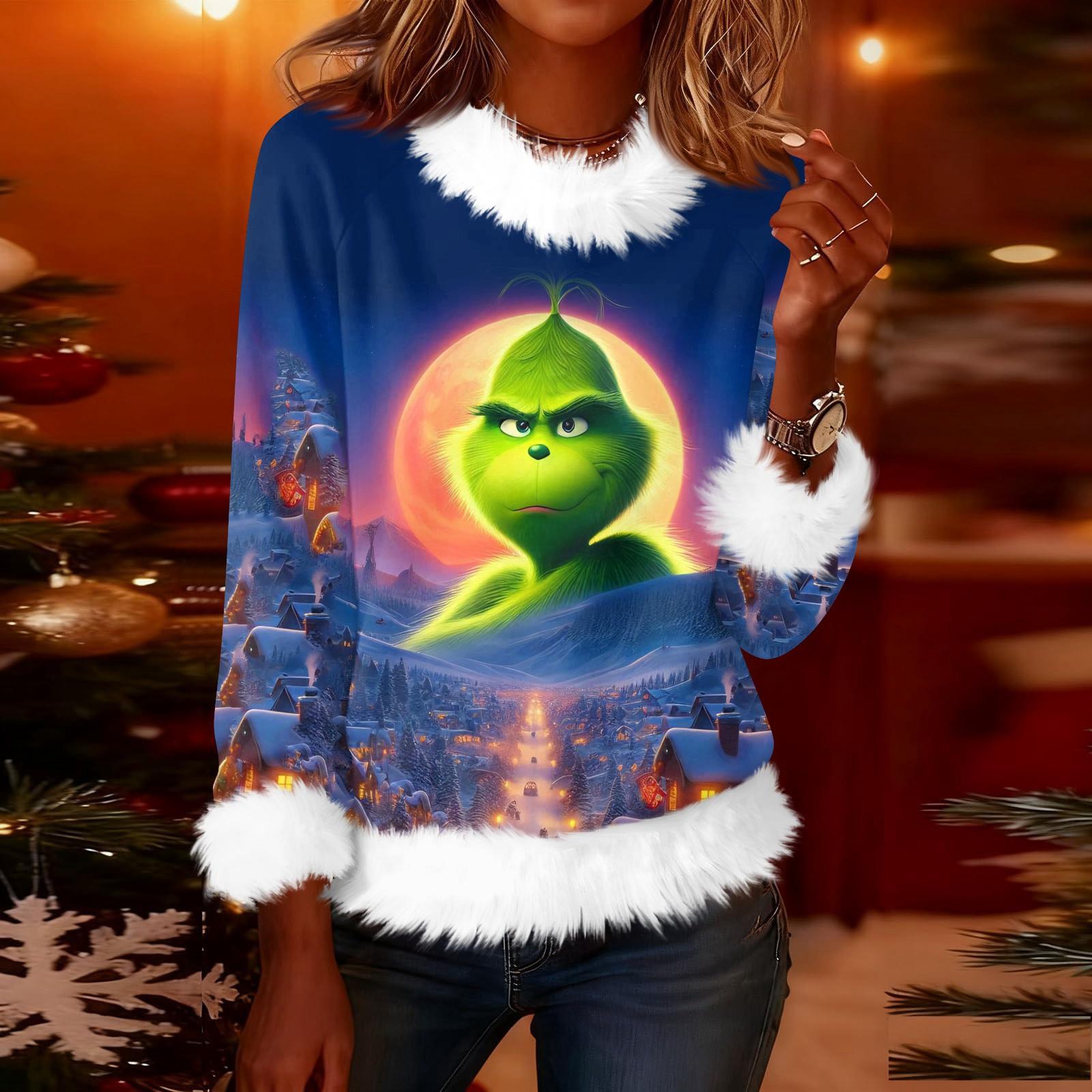 Женская модная рождественская футболка с принтом, круглым вырезом и длинными рукавами, повседневный пуловер XL
Женская модная рождественская футболка с принтом, круглым вырезом и длинными рукавами, повседневный пуловер XL